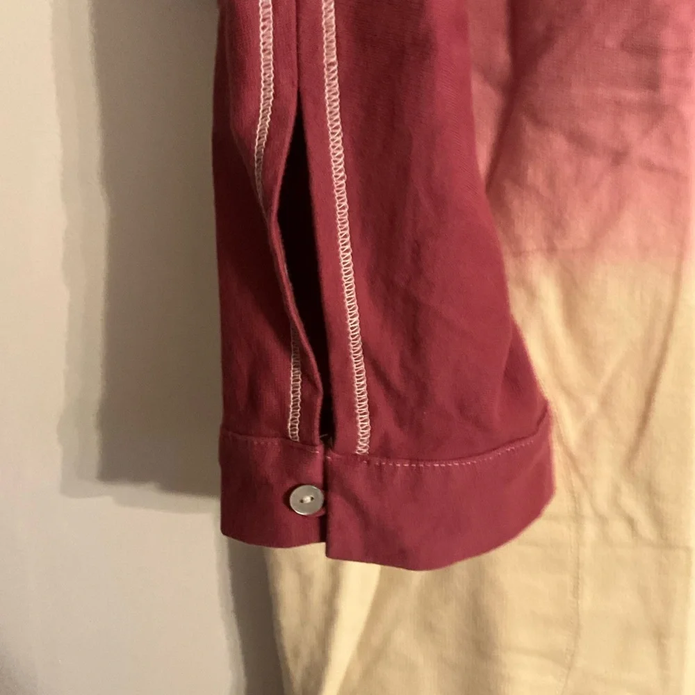 UMGEE  Ombre Scoop Neck 3/4 Sleeve Top - Burgundy to Cream - Picture 5 of 7